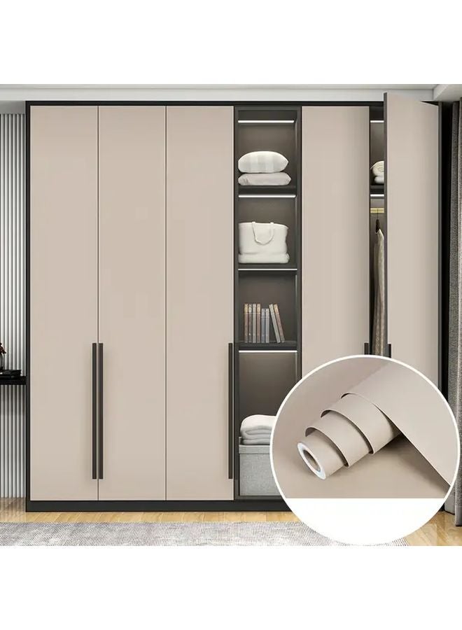 لون شاي الحليب خلفية أنيمي هندسية من الفينيل 40 سم × 600 سم غير لامعة قابلة للفصل سطح خشبي - Image 1